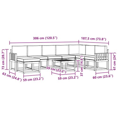 Комплект дивани за открито 9 pcs Натурален и Бежов