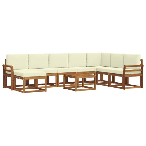 Комплект дивани за открито 9 pcs Натурален и Крема