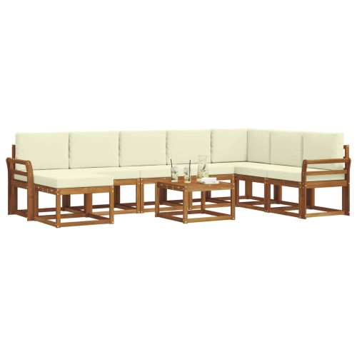 Комплект дивани за открито 9 pcs Натурален и Крема