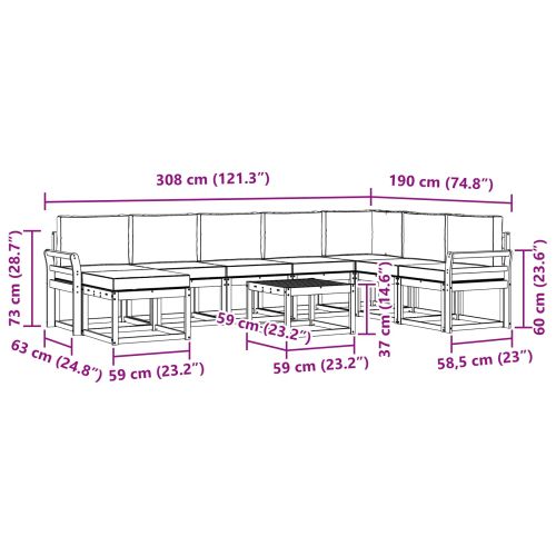 Комплект дивани за открито 9 pcs Натурален и Крема