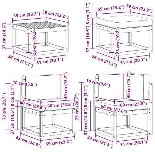 Комплект дивани за открито 9 pcs Натурален и Крема