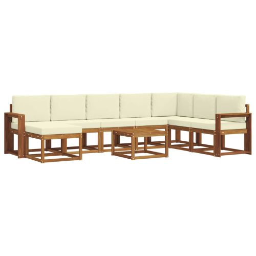 Комплект дивани за открито 9 pcs Натурален и Крема