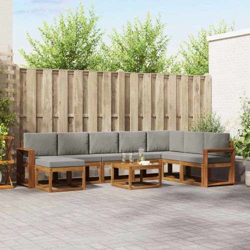 Комплект дивани за открито 9 pcs Естествено и светло сиво