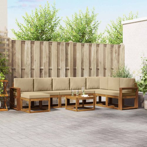 Комплект дивани за открито 9 pcs Натурален и Бежов