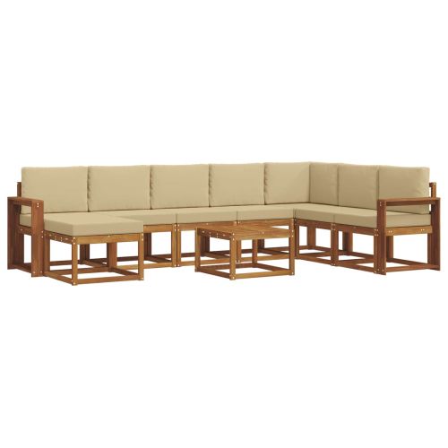 Комплект дивани за открито 9 pcs Натурален и Бежов