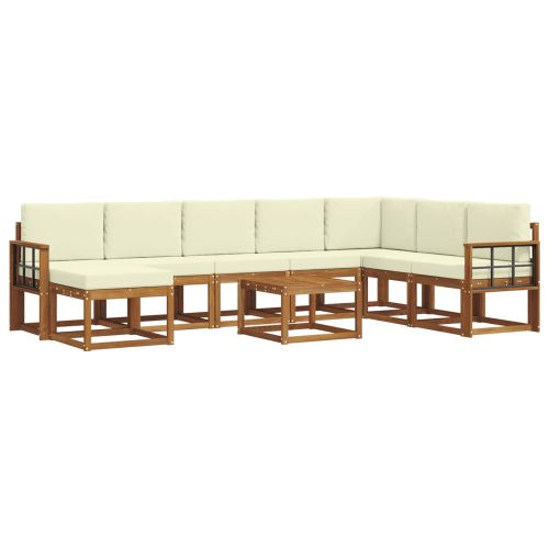Комплект дивани за открито 9 pcs Натурален и Крема