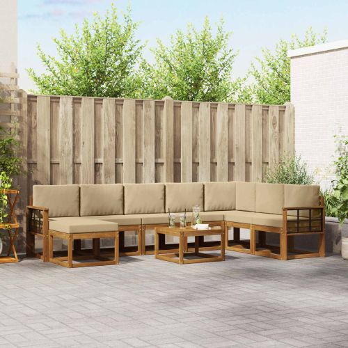 Комплект дивани за открито 9 pcs Натурален и Бежов