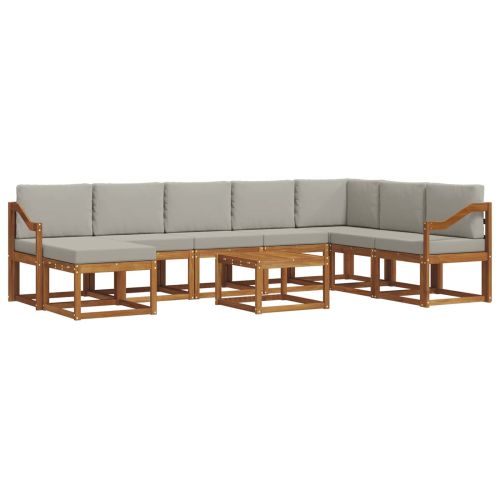 Комплект дивани за открито 9 pcs Естествено и светло сиво