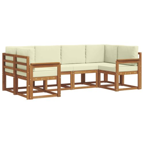 Комплект дивани за открито 6 pcs Натурален и Крема