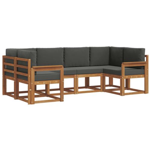 Комплект дивани за открито 6 pcs Натурален и Антрацит