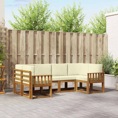Комплект дивани за открито 6 pcs Натурален и Крема