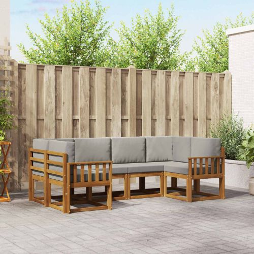 Комплект дивани за открито 6 pcs Естествено и светло сиво