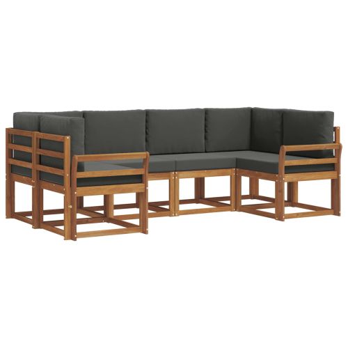 Комплект дивани за открито 6 pcs Натурален и Антрацит