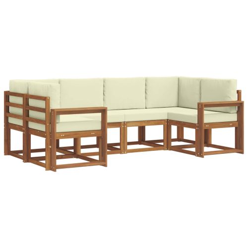 Комплект дивани за открито 6 pcs Натурален и Крема