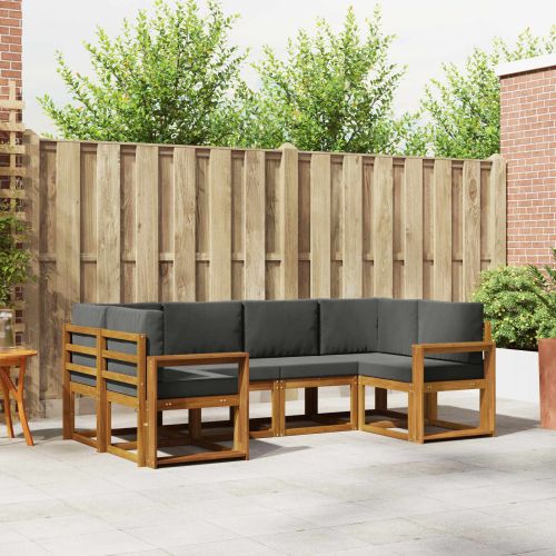 Комплект дивани за открито 6 pcs Натурален и Антрацит