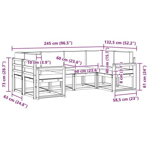 Комплект дивани за открито 6 pcs Натурален и Бежов