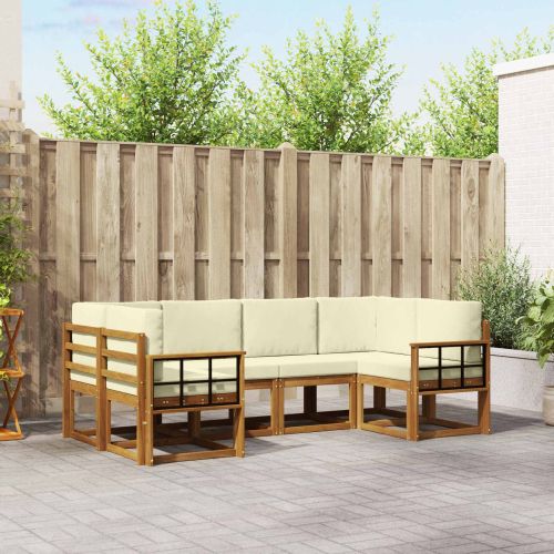 Комплект дивани за открито 6 pcs Натурален и Крема