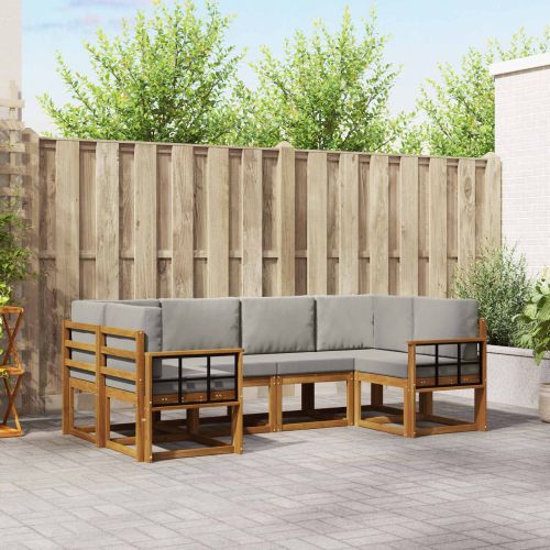 Комплект дивани за открито 6 pcs Естествено и светло сиво