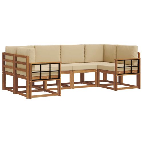 Комплект дивани за открито 6 pcs Натурален и Бежов