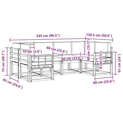 Комплект дивани за открито 6 pcs Натурален и Бежов