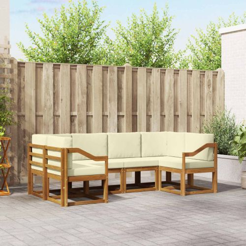 Комплект дивани за открито 6 pcs Натурален и Крема