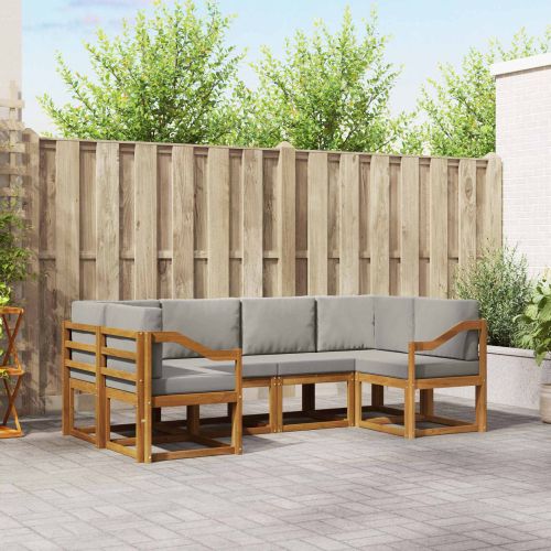 Комплект дивани за открито 6 pcs Естествено и светло сиво