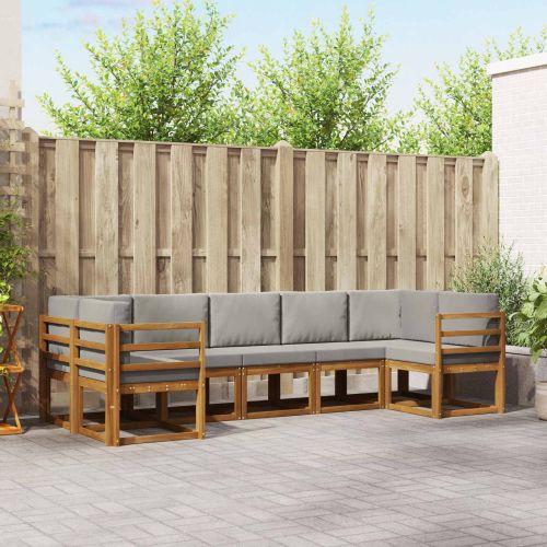 Комплект дивани за открито 7 pcs Естествено и светло сиво