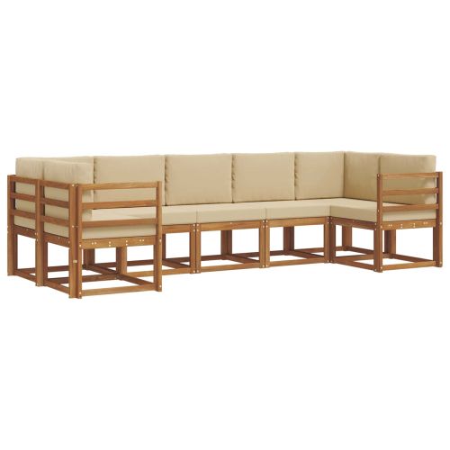 Комплект дивани за открито 7 pcs Натурален и Бежов