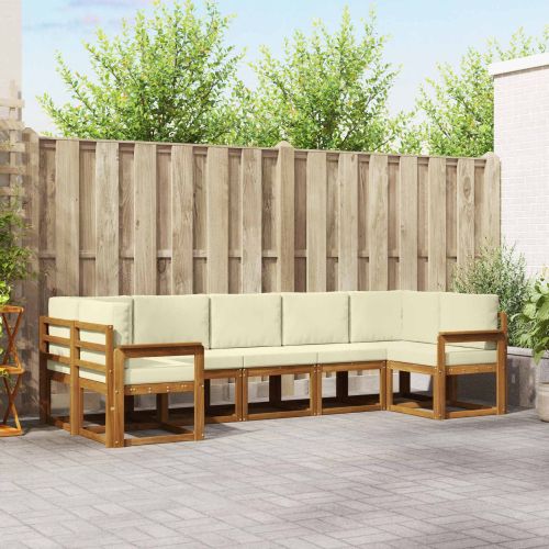 Комплект дивани за открито 7 pcs Натурален и Крема