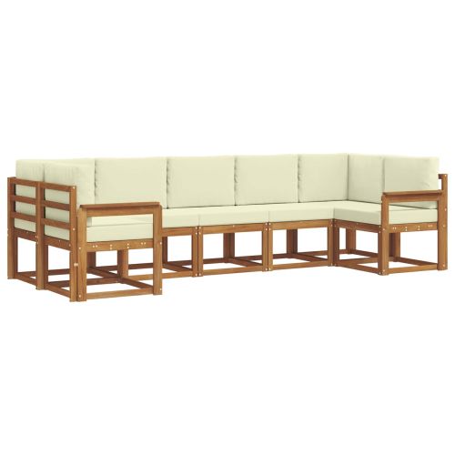 Комплект дивани за открито 7 pcs Натурален и Крема