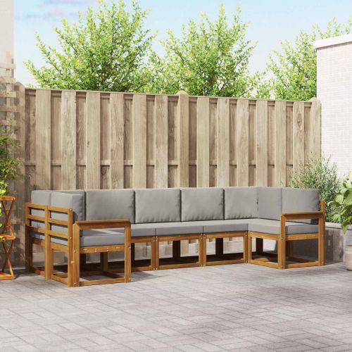 Комплект дивани за открито 7 pcs Естествено и светло сиво