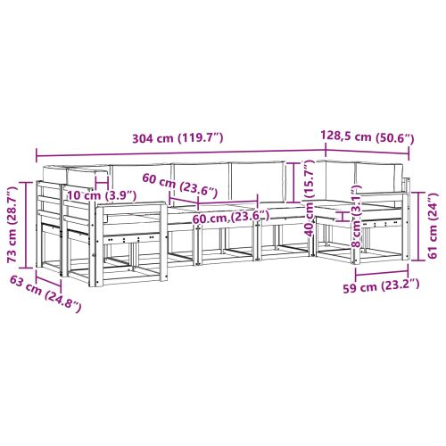 Комплект дивани за открито 7 pcs Естествено и светло сиво