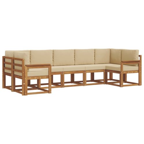 Комплект дивани за открито 7 pcs Натурален и Бежов
