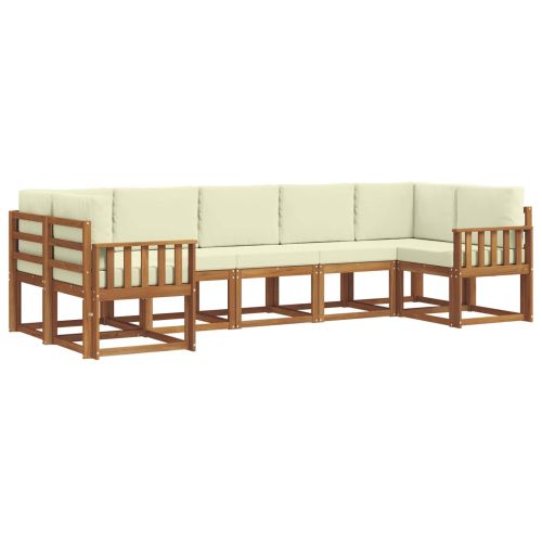 Комплект дивани за открито 7 pcs Натурален и Крема