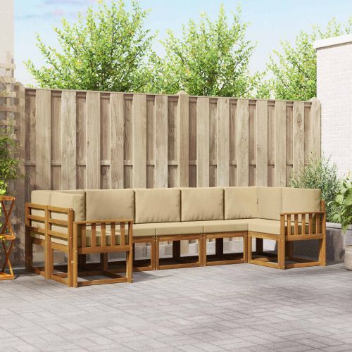 Комплект дивани за открито 7 pcs Натурален и Бежов