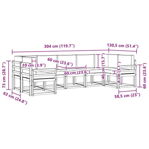Комплект дивани за открито 7 pcs Натурален и Бежов