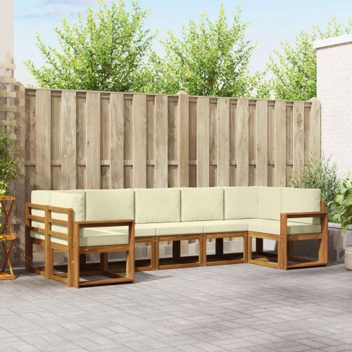 Комплект дивани за открито 7 pcs Натурален и Крема