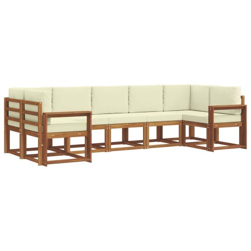 Комплект дивани за открито 7 pcs Натурален и Крема