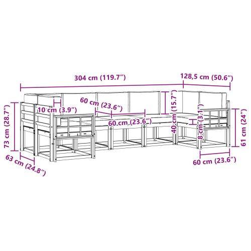 Комплект дивани за открито 7 pcs Натурален и Крема