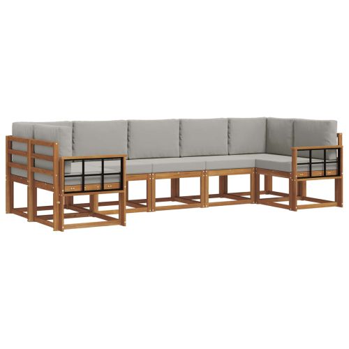Комплект дивани за открито 7 pcs Естествено и светло сиво