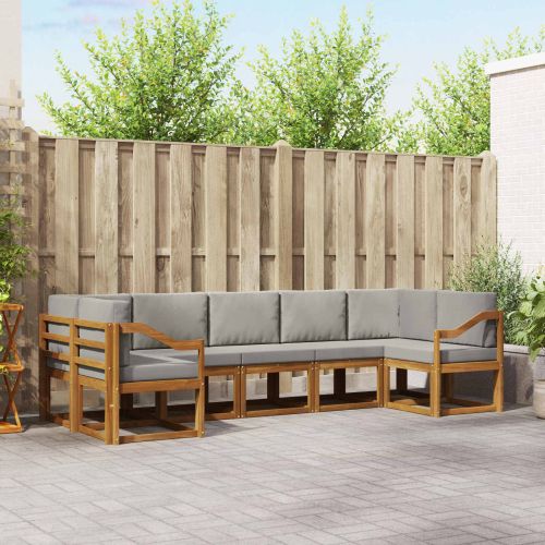 Комплект дивани за открито 7 pcs Естествено и светло сиво