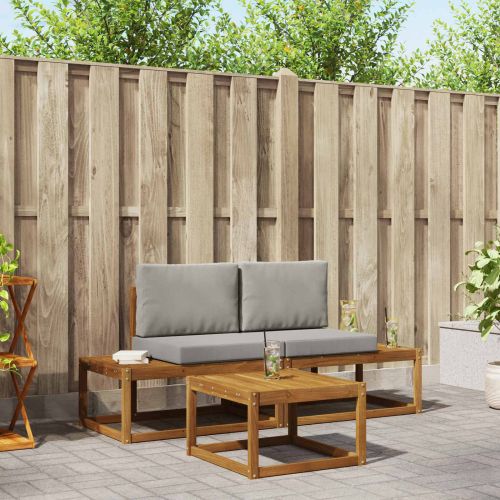 Комплект дивани за открито с възглавница 3 pcs Естествен