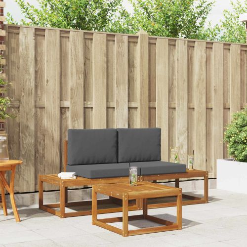 Комплект дивани за открито с възглавница 3 pcs Естествен