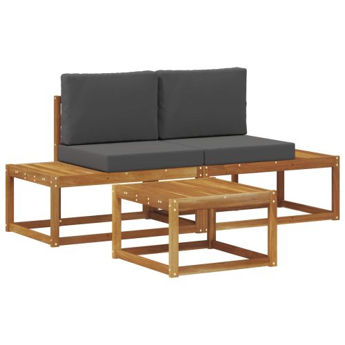 Комплект дивани за открито с възглавница 3 pcs Естествен