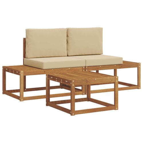 Комплект дивани за открито с възглавница 3 pcs Естествен