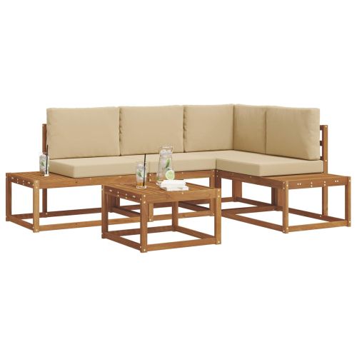 Комплект дивани за открито 5 Брой Натурален и Бежов