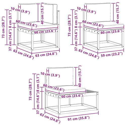 Комплект дивани за открито 6 Брой Естествено и светло сиво