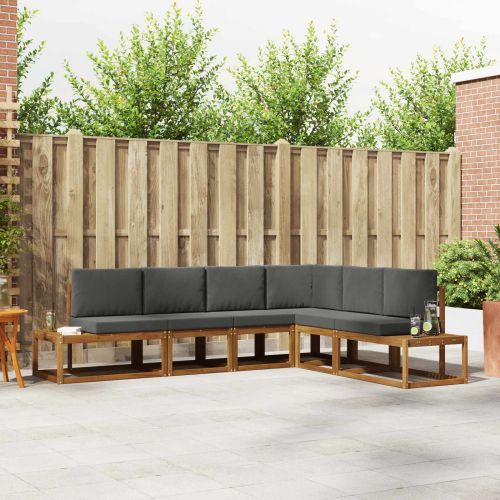 Комплект дивани с възглавница 6 Брой Натурален и Антрацит