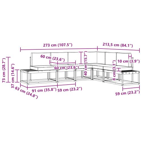 Комплект дивани за открито 6 Брой Натурален и Антрацит