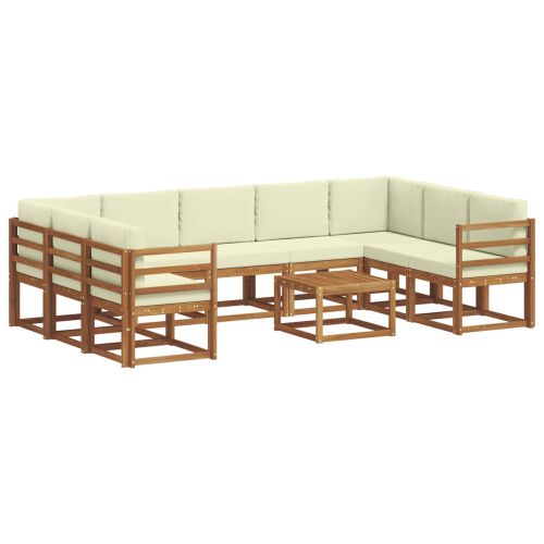 Комплект дивани за открито 10 pcs Натурален и Крема